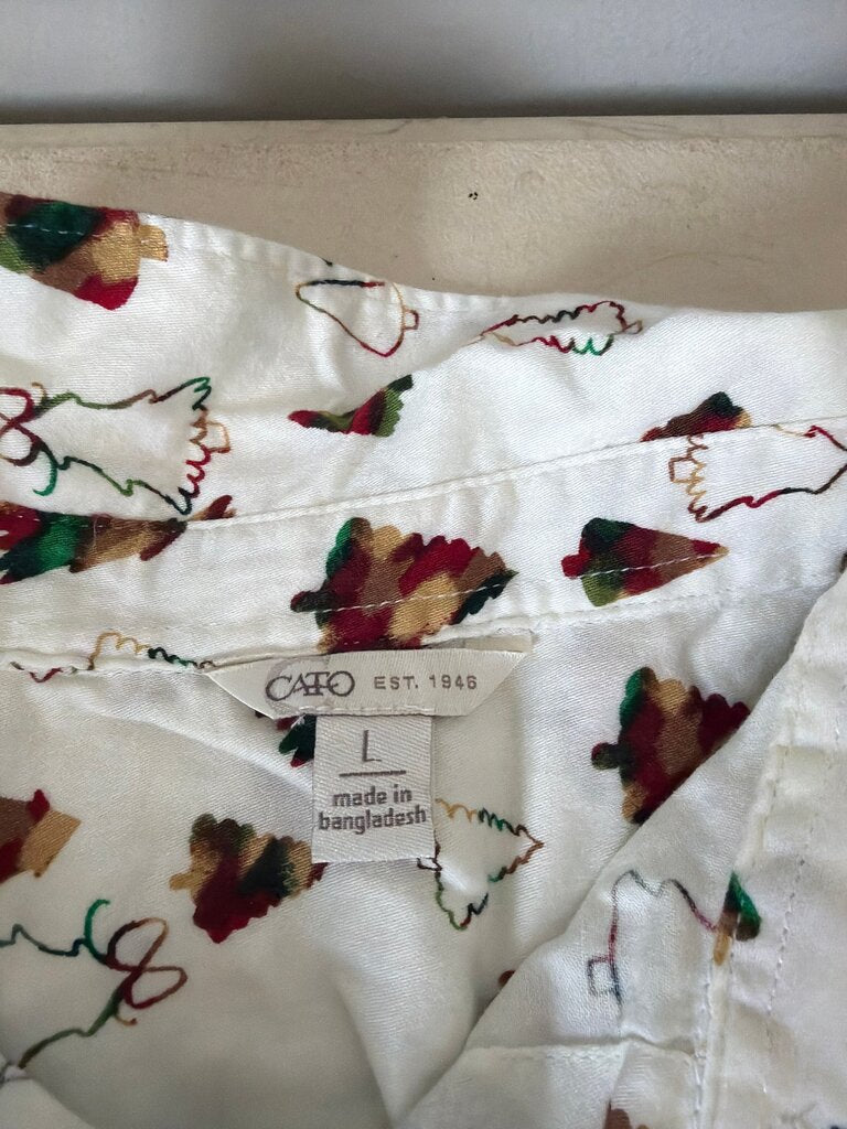 Cato Women's Large Holiday-Themed Button-Up Shirt