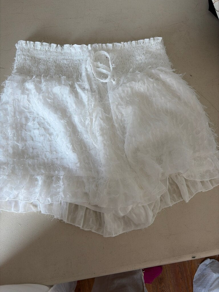 SHEIN White Frilled Shorts
