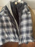 Red Head Plaid Jacket with Grey Hood