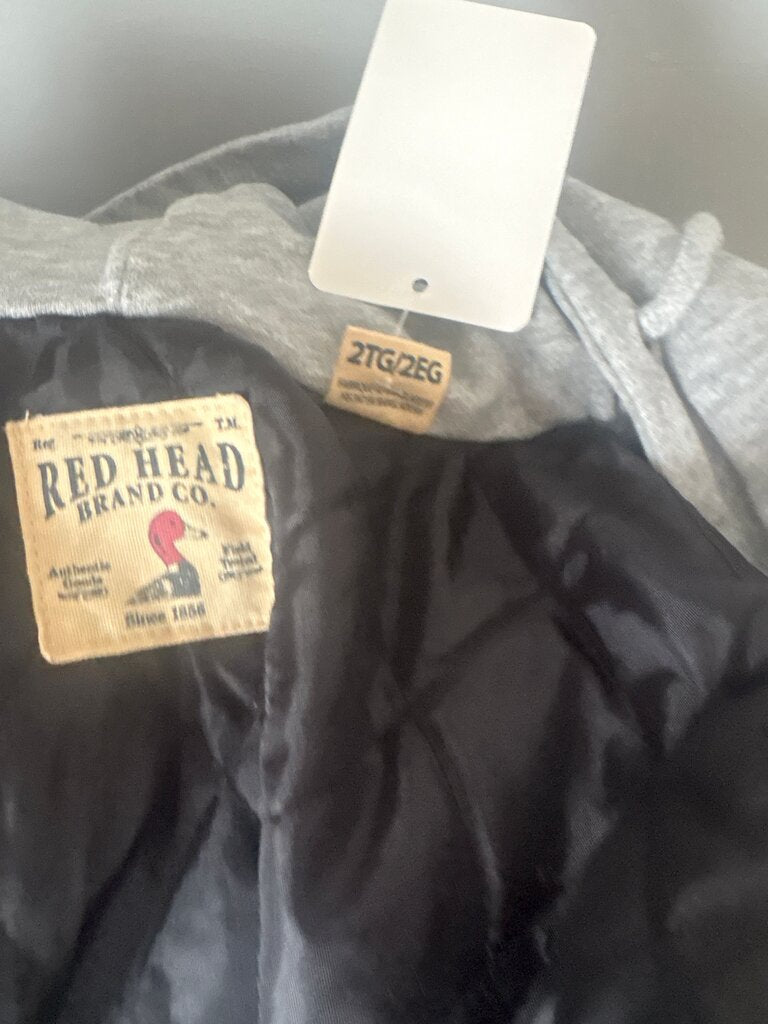 Red Head Plaid Jacket with Grey Hood
