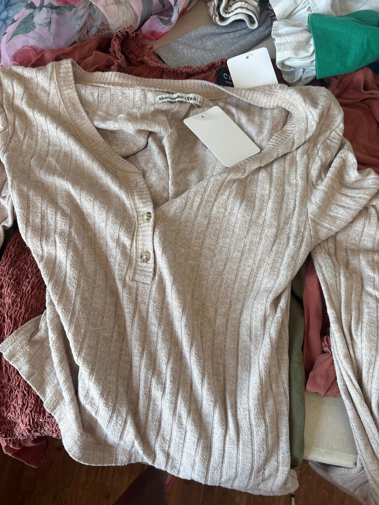 Abercrombie & Fitch Women's Ribbed Long Sleeve Top