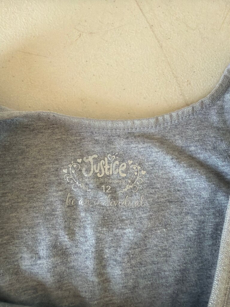 Justice Girls Grey Tank Top Size 12