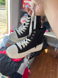 Black High-top Sneakers with White Sole