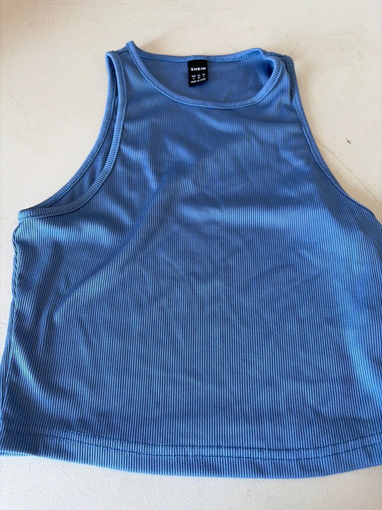 SHEIN Blue Ribbed Tank Top