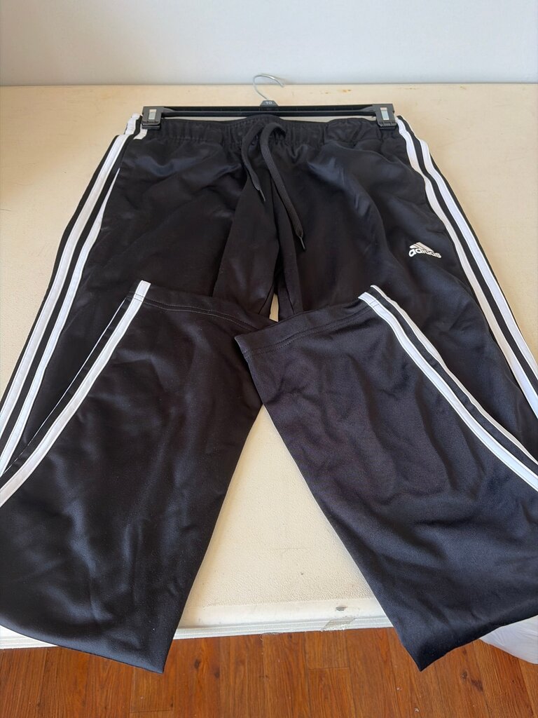Adidas Black Track Pants with White Stripes