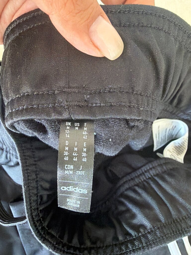 Adidas Black Track Pants with White Stripes