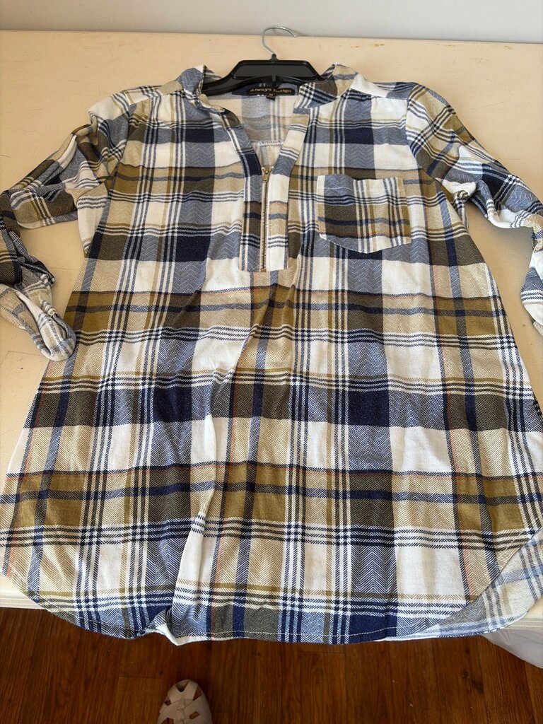 Always Indigo Plaid Top