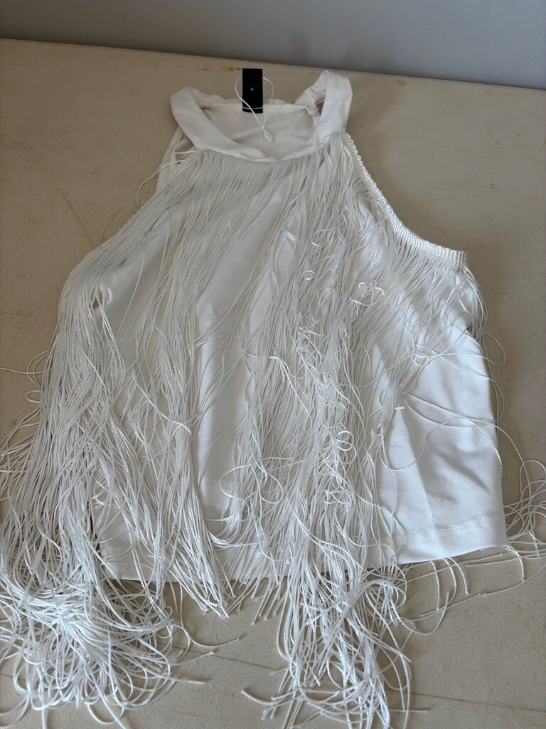 Emery Rose White Fringe Tank Top