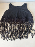 Black Lace Trimmed Tank Top