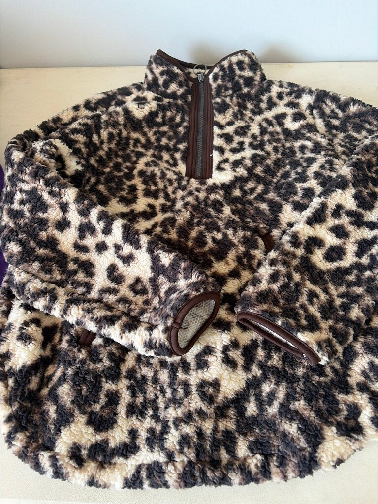 Leopard Print Fleece Pullover