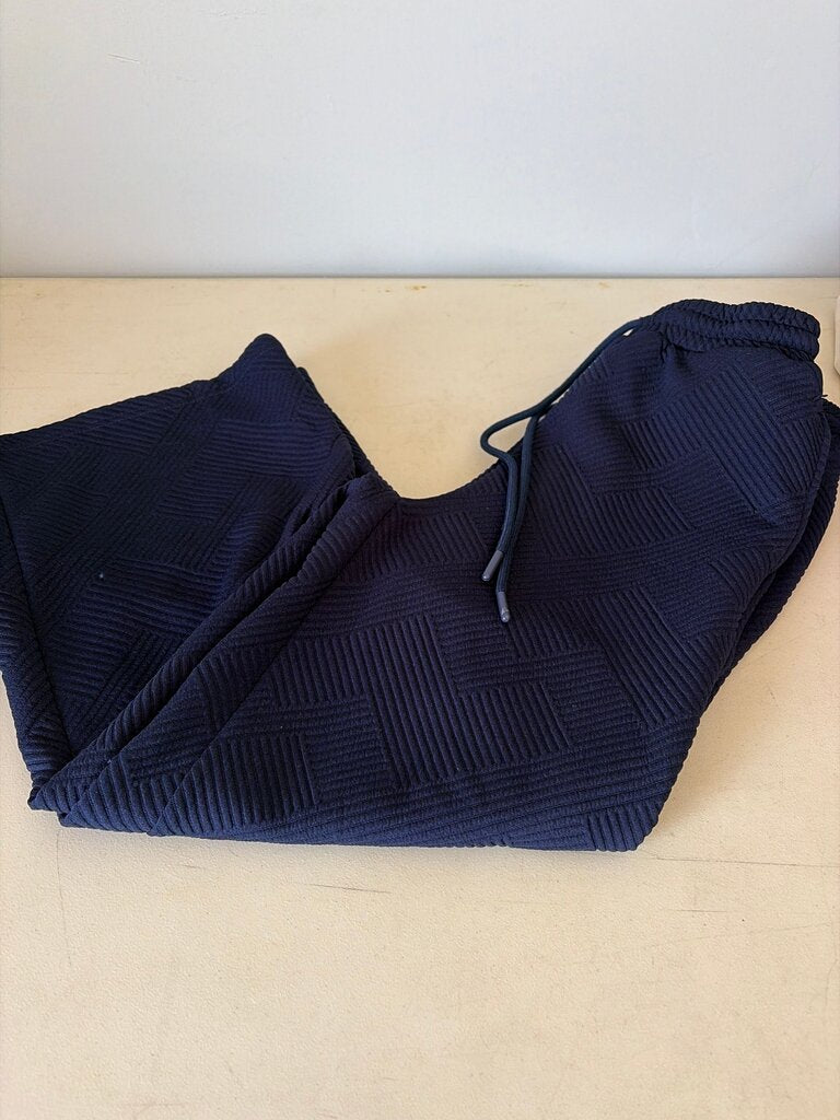 Navy Patterned Sweater and Sweatpants Set