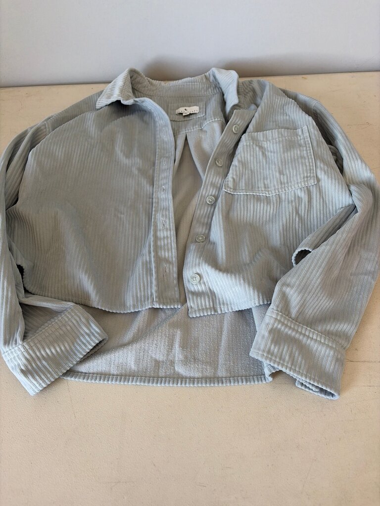 True Craft Light Blue Corduroy Crop Shirt