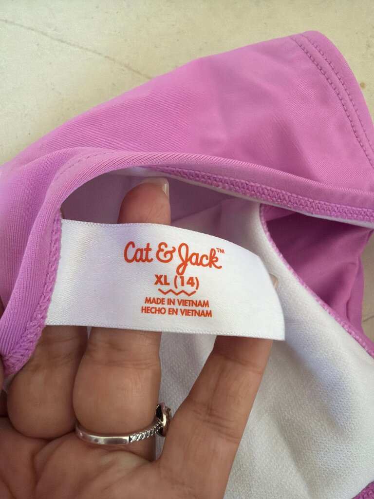Cat & Jack Girls' Pink Two-Tone Swimsuit