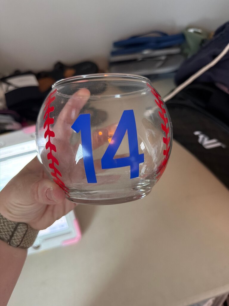 Baseball Themed Glass Candle Holder