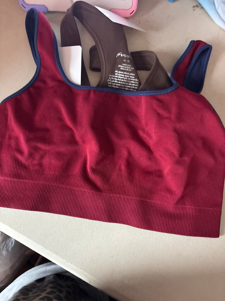 Red Bralette with Navy Trim