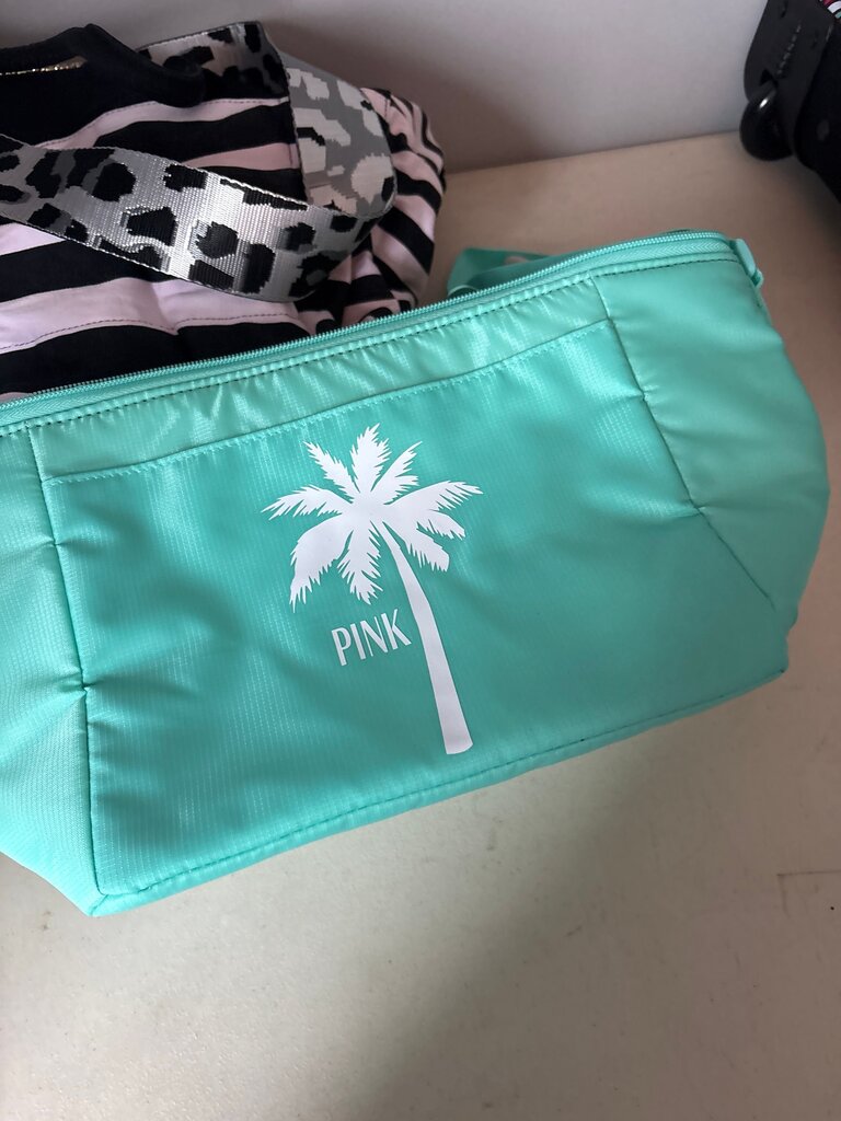 PINK Palm Tree Cosmetic Bag
