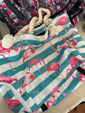 Flamingo Print Beach Bag