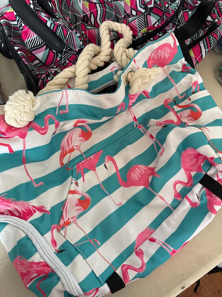Flamingo Print Beach Bag