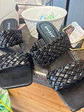 Bamboo Black Woven Slide Sandals