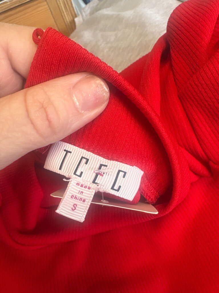 TCEC Red Ribbed Top