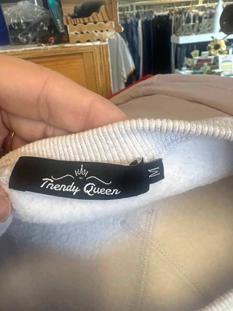 Trendy Queen Gray Pullover Sweatshirt