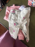 Floral and Striped Baby Leggings Set