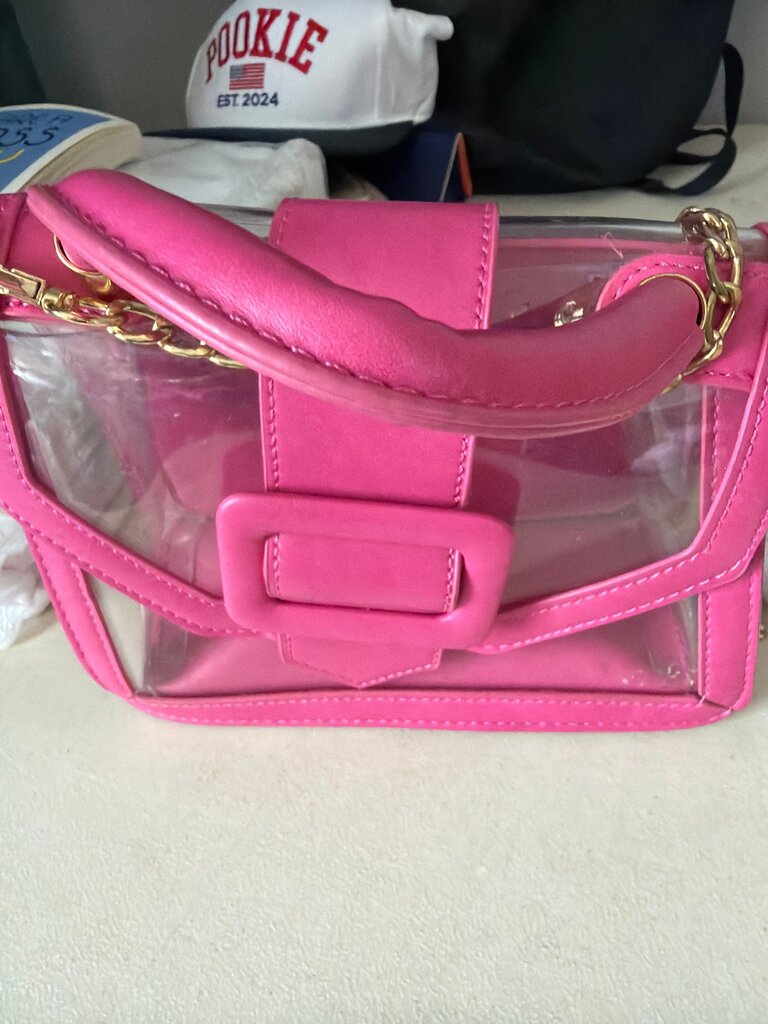 Clear Pink Handbag with Gold Chain