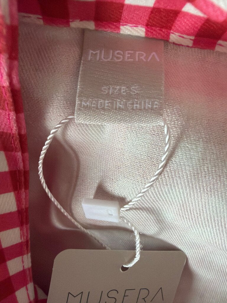Musera Women's Red Gingham Checkered Top
