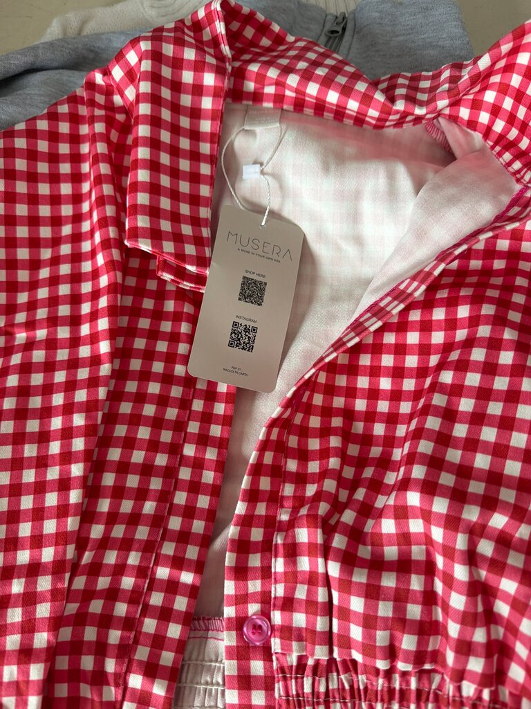 Musera Women's Red Gingham Checkered Top