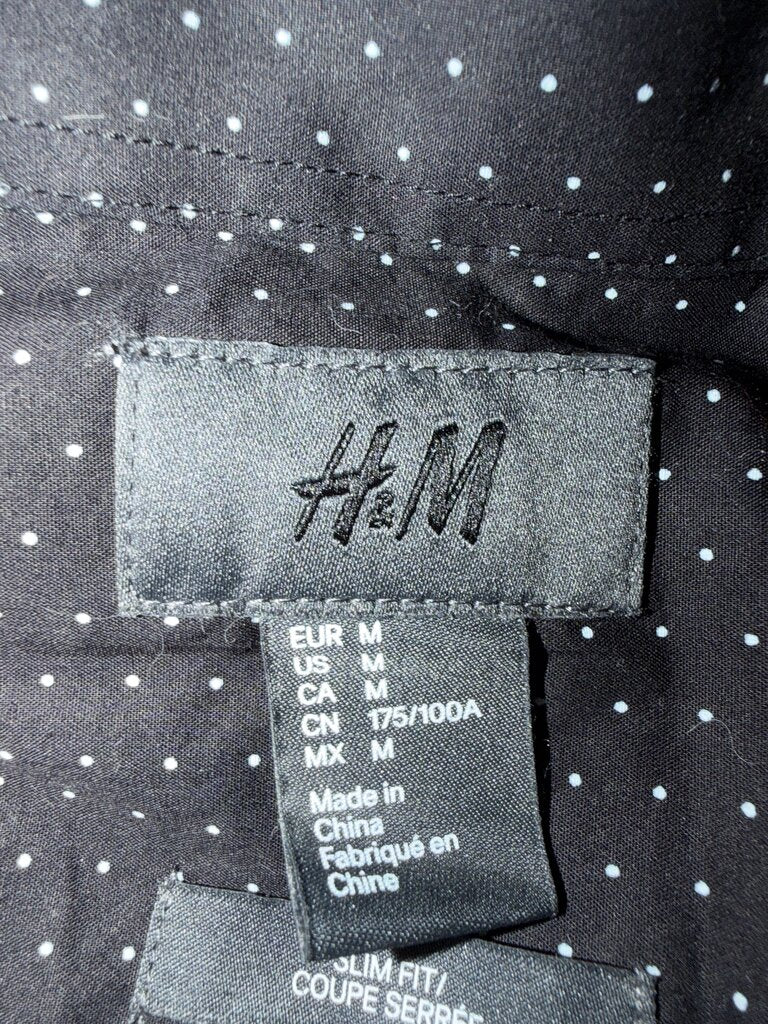 H&M Black Slim Fit Polka Dot Shirt