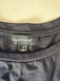 Calligraphie Black Top with Beaded Shoulders
