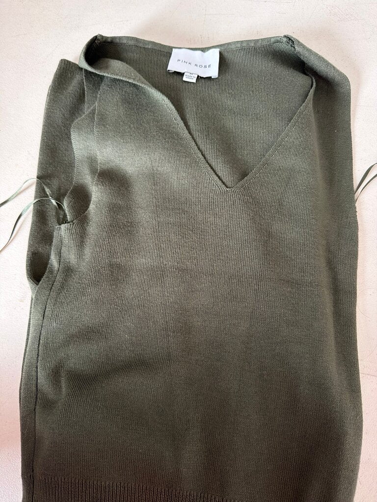 Pink Rose Olive Green Sweater
