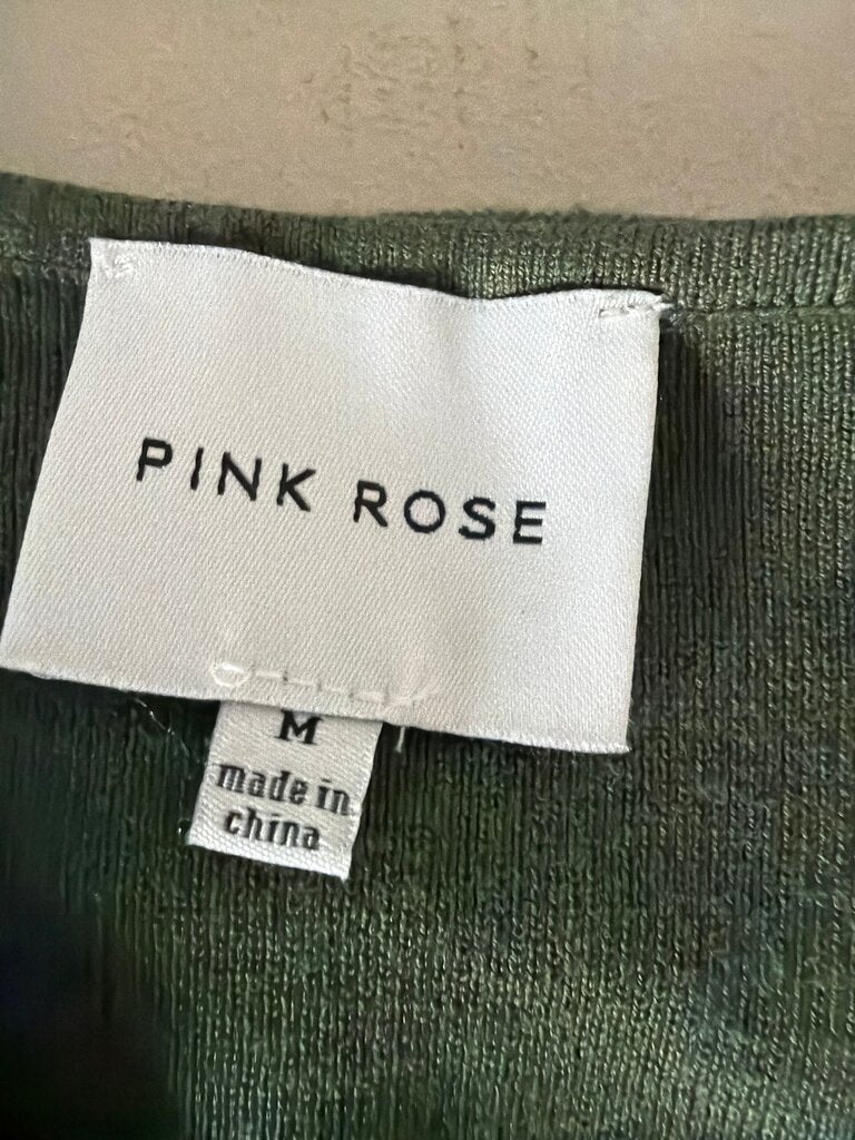 Pink Rose Olive Green Sweater