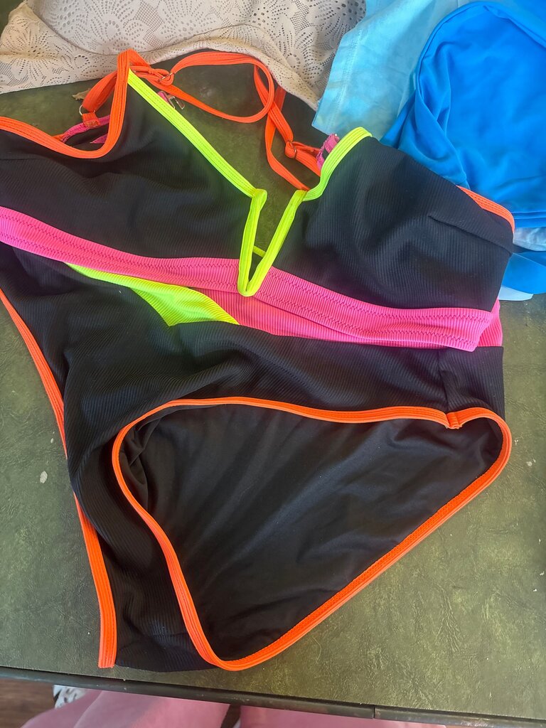 Neon Trimmed Black Swimsuit