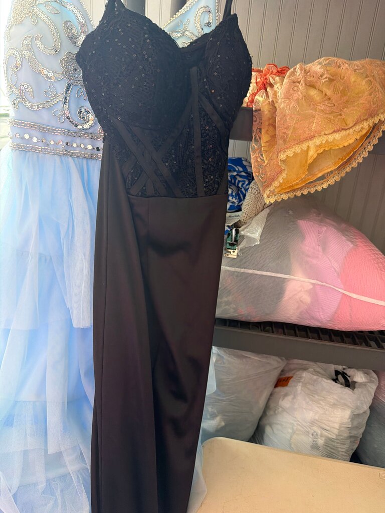 Black Sequin Evening Gown
