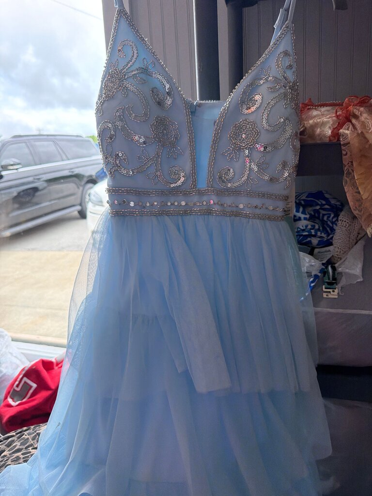 Silver Blue Embroidered Dress