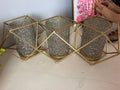 Geometric Gold Candle Holder Set with Glitter Accents