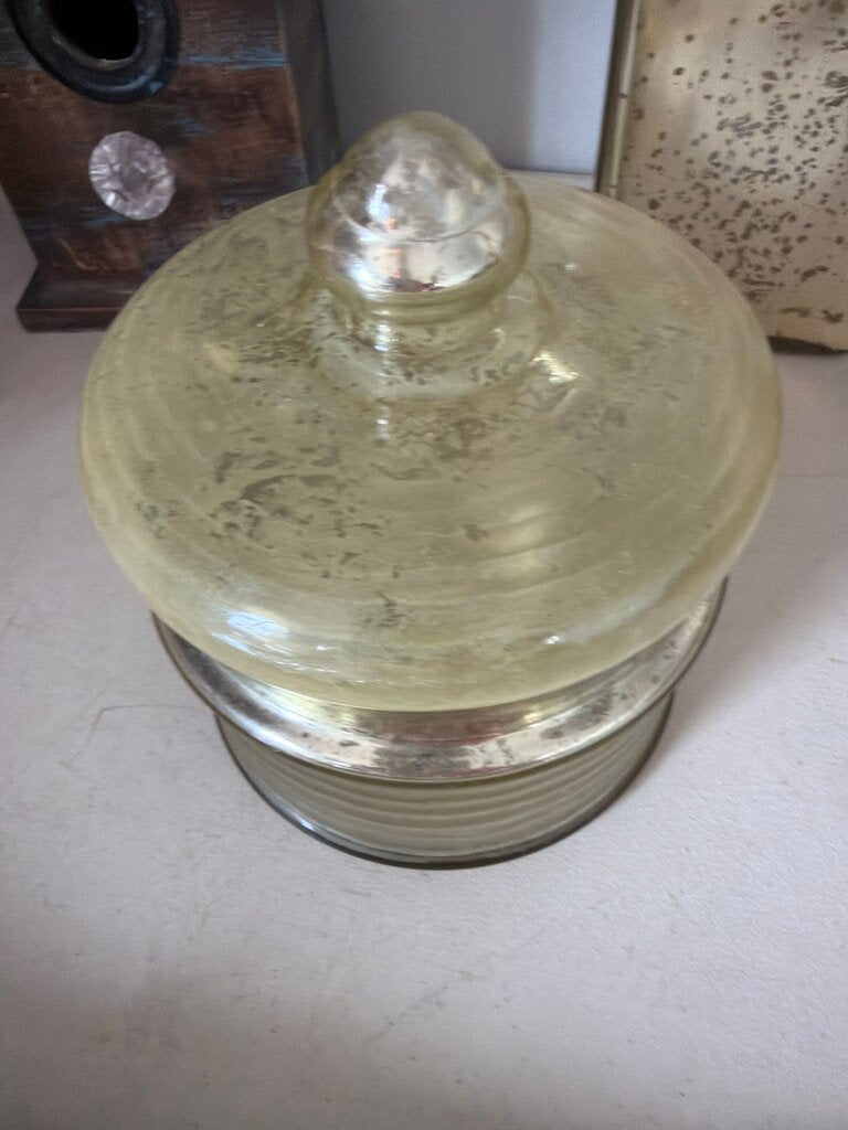 Vintage Glass Storage Jar with Silver Lid
