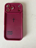 Maroon Phone Case with Cross Design