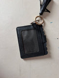 Black Leather Card Holder with Tassel