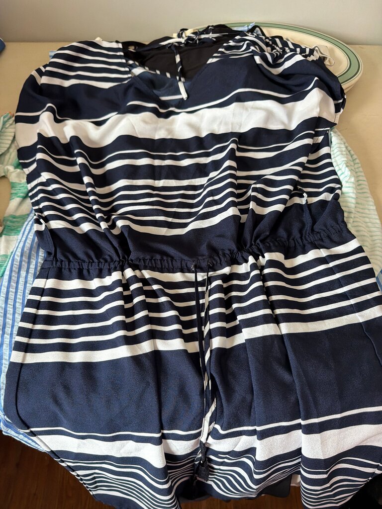 Navy and White Striped Dress
