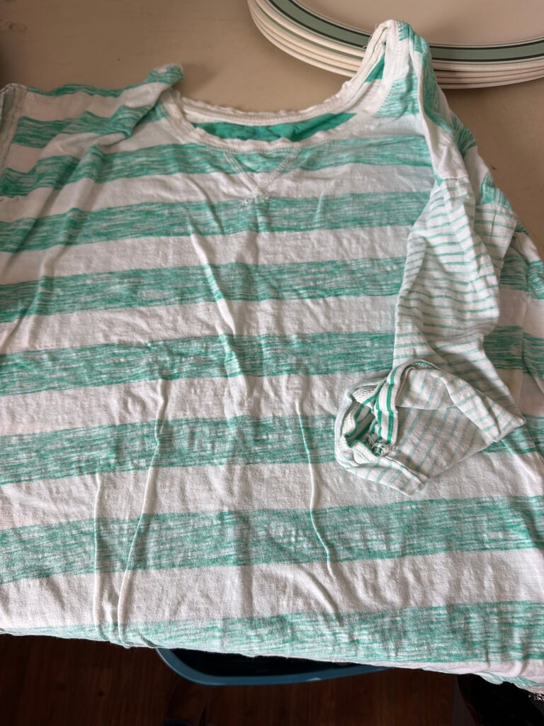 Kate Parks Green and White Striped Top