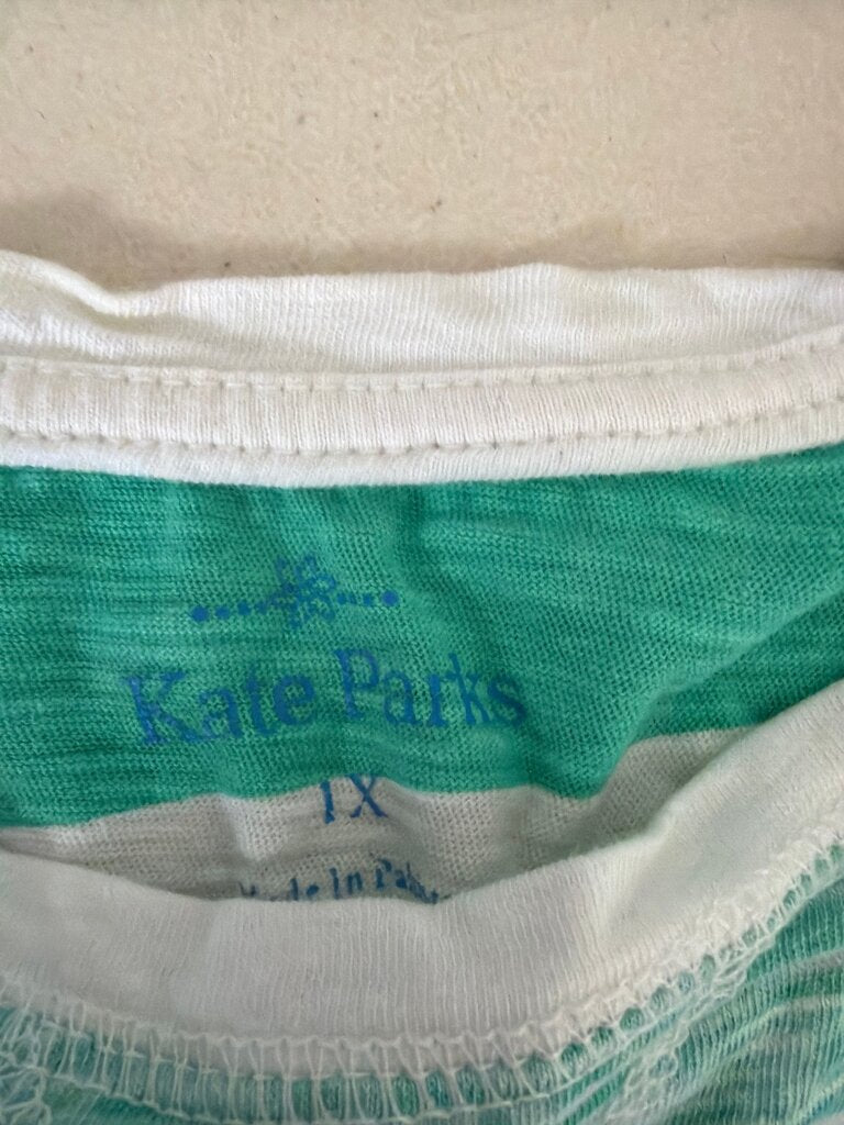 Kate Parks Green and White Striped Top