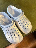 Blue and White Crocs Style Clogs