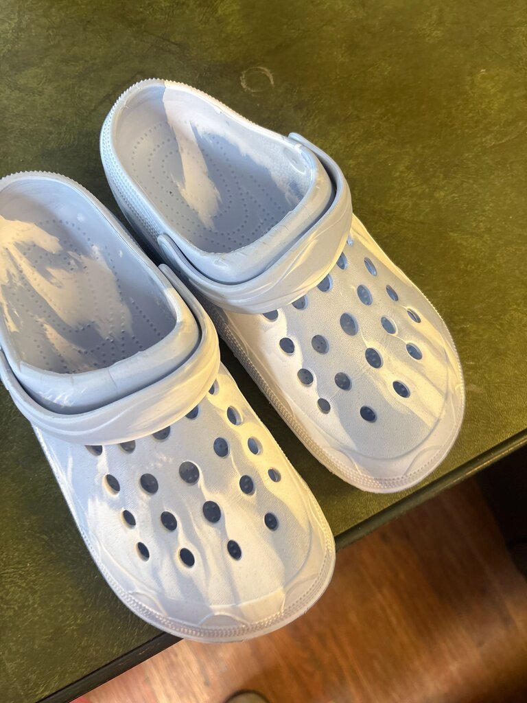 Blue and White Crocs Style Clogs