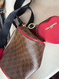 Karl Lagerfeld Red and Brown Bucket Bag