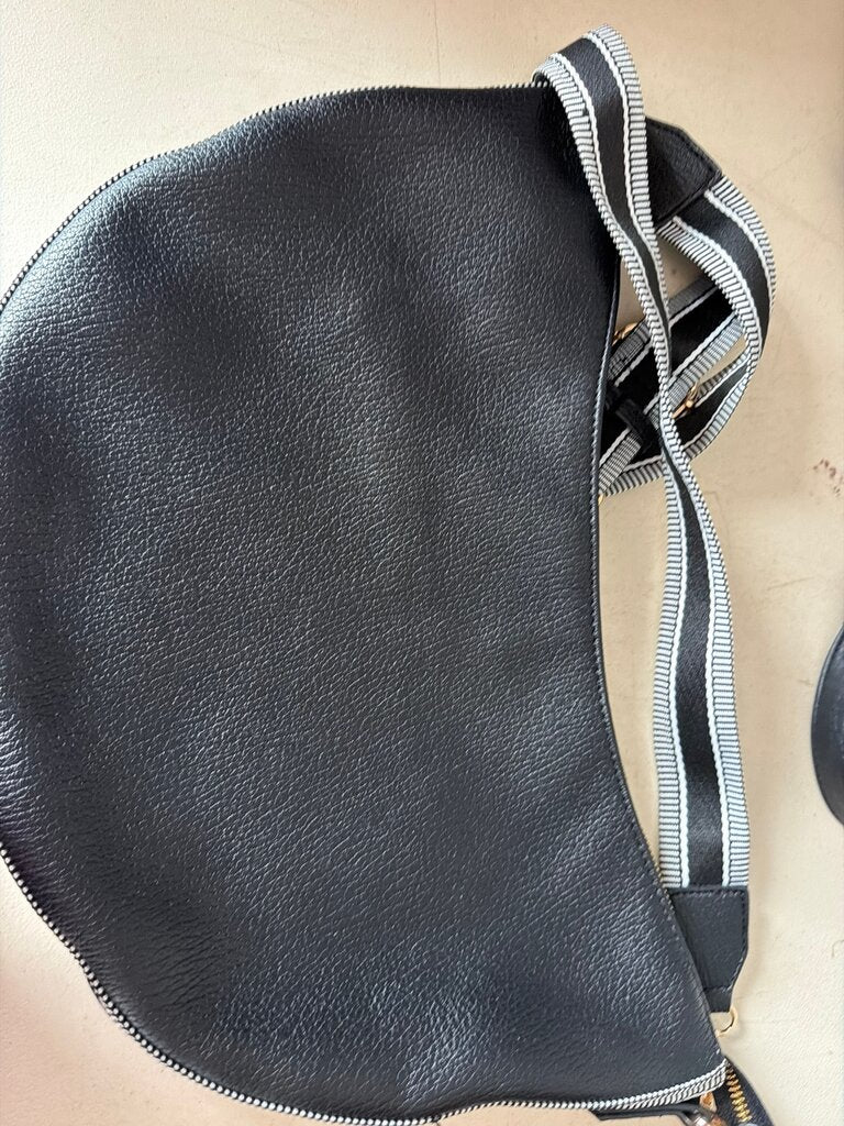 Black Crossbody Bag with Stripe