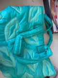 Aqua Quilted Tote Bag with Lip Design