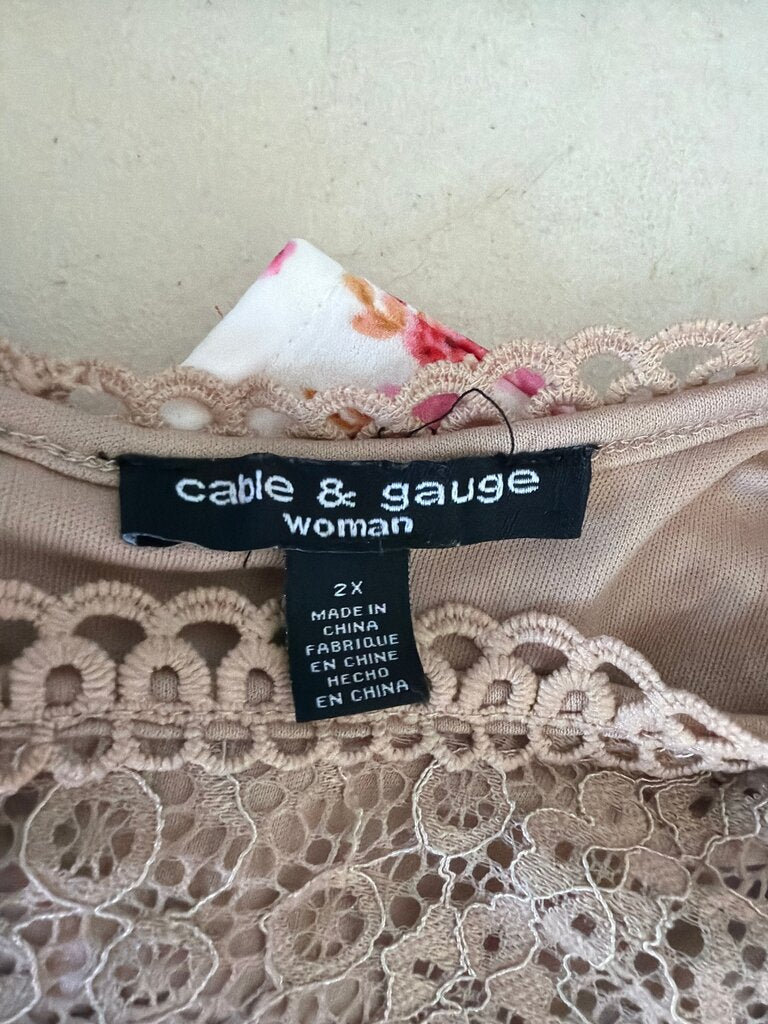 Cable & Gauge Lace Overlay Top for Women