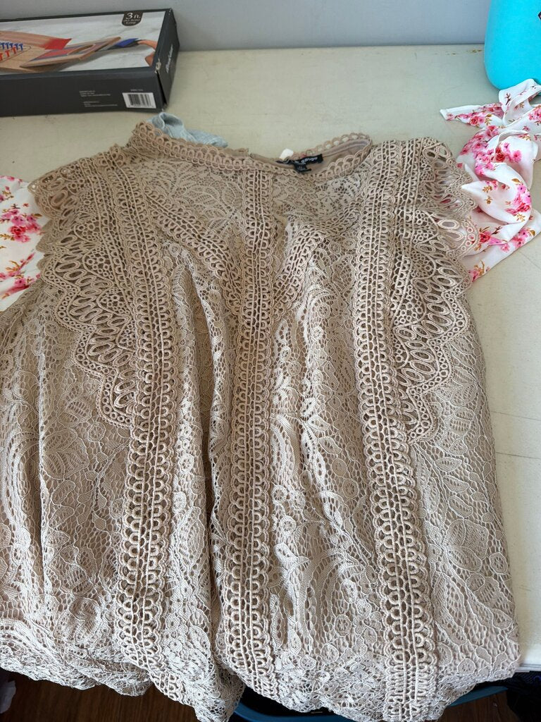 Cable & Gauge Lace Overlay Top for Women